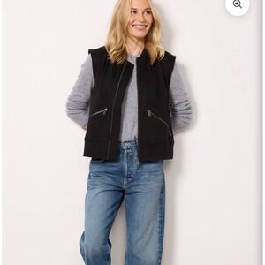 Evereve Ryann‎ Bomber Vest Black Zip Up Women's X-Large